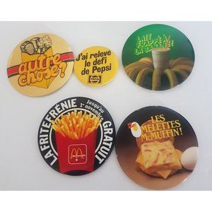 Vintage McDonalds FRENCH Pepsi Pin Back Button Advertisement Quebec Canada RARE